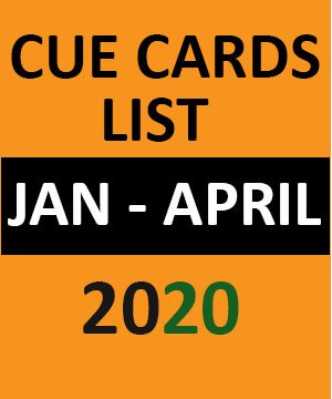 IELTS cue card list jan to april 2020
